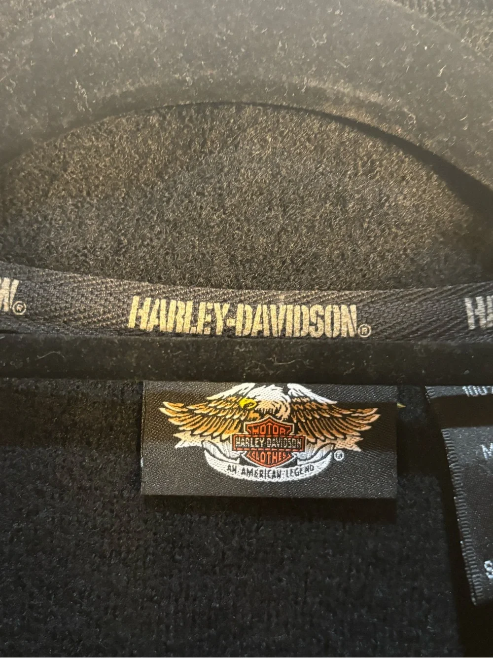 Harley-Davidson Black Full-Zip Knit Jacket with Red Script Logo